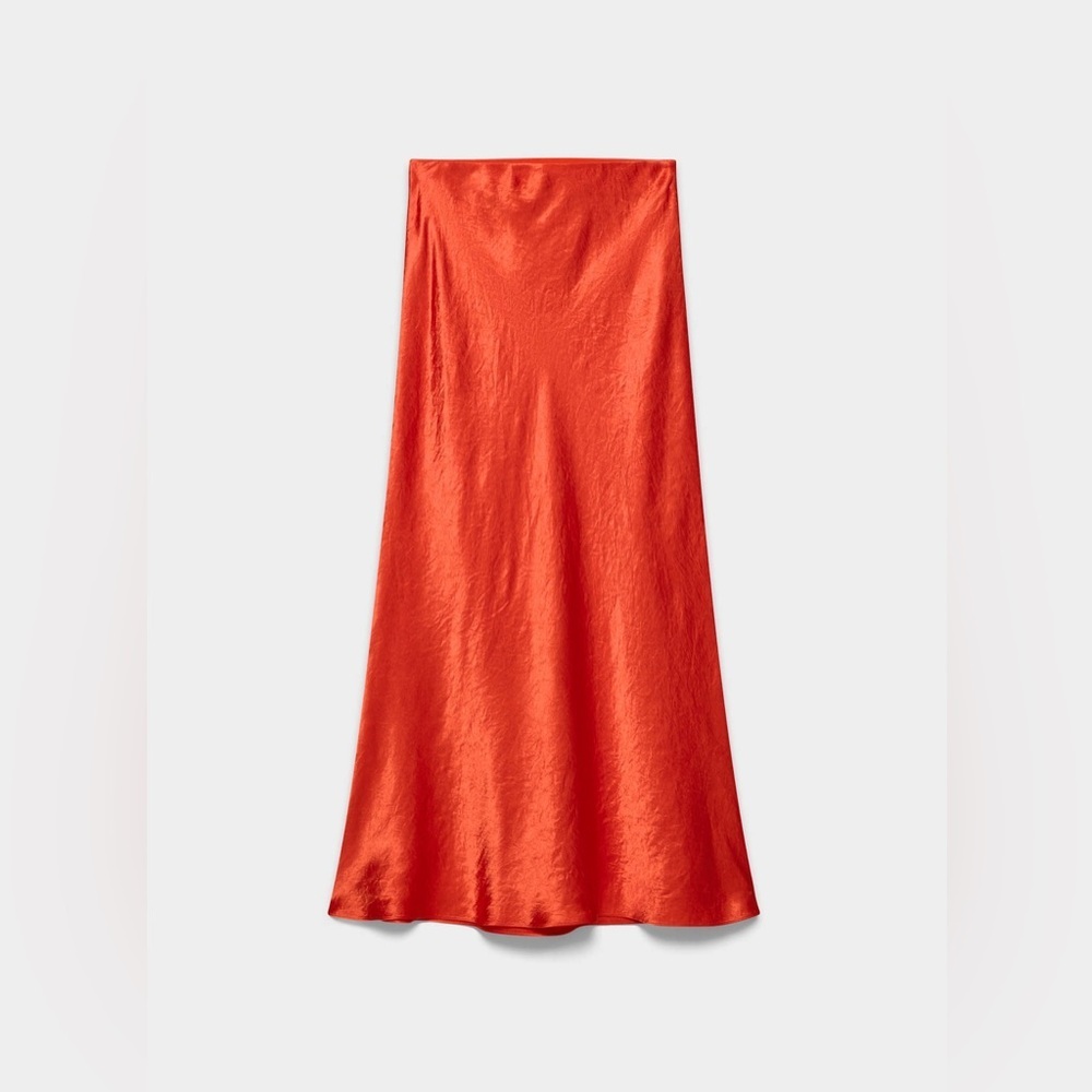 Babaton Aritzia Slip Satin Midi Skirt Size 00 in Poppy Red